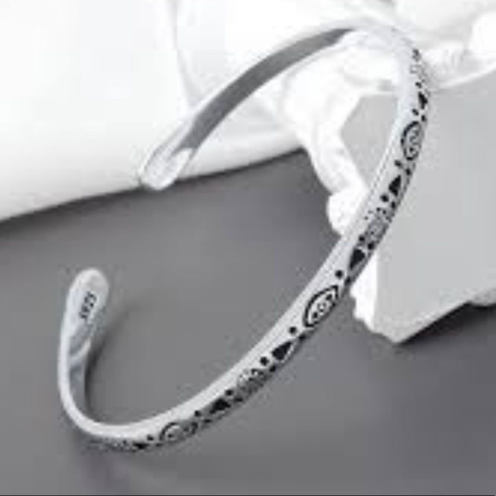 Minimalist Thin Stacking Bangle Bracelet 925 Sterling Silver Ethnic Tribal Cuff